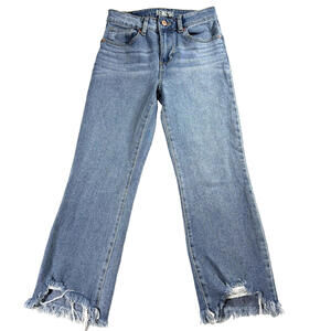 Rewash Jeans Womens High Rise Straight Size 25 Blue Denim Distressed Raw Hem Y2K